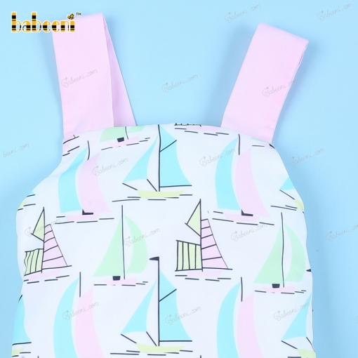 Bows And Sailboat Printed  Swimwear For Girl - BB3158A
